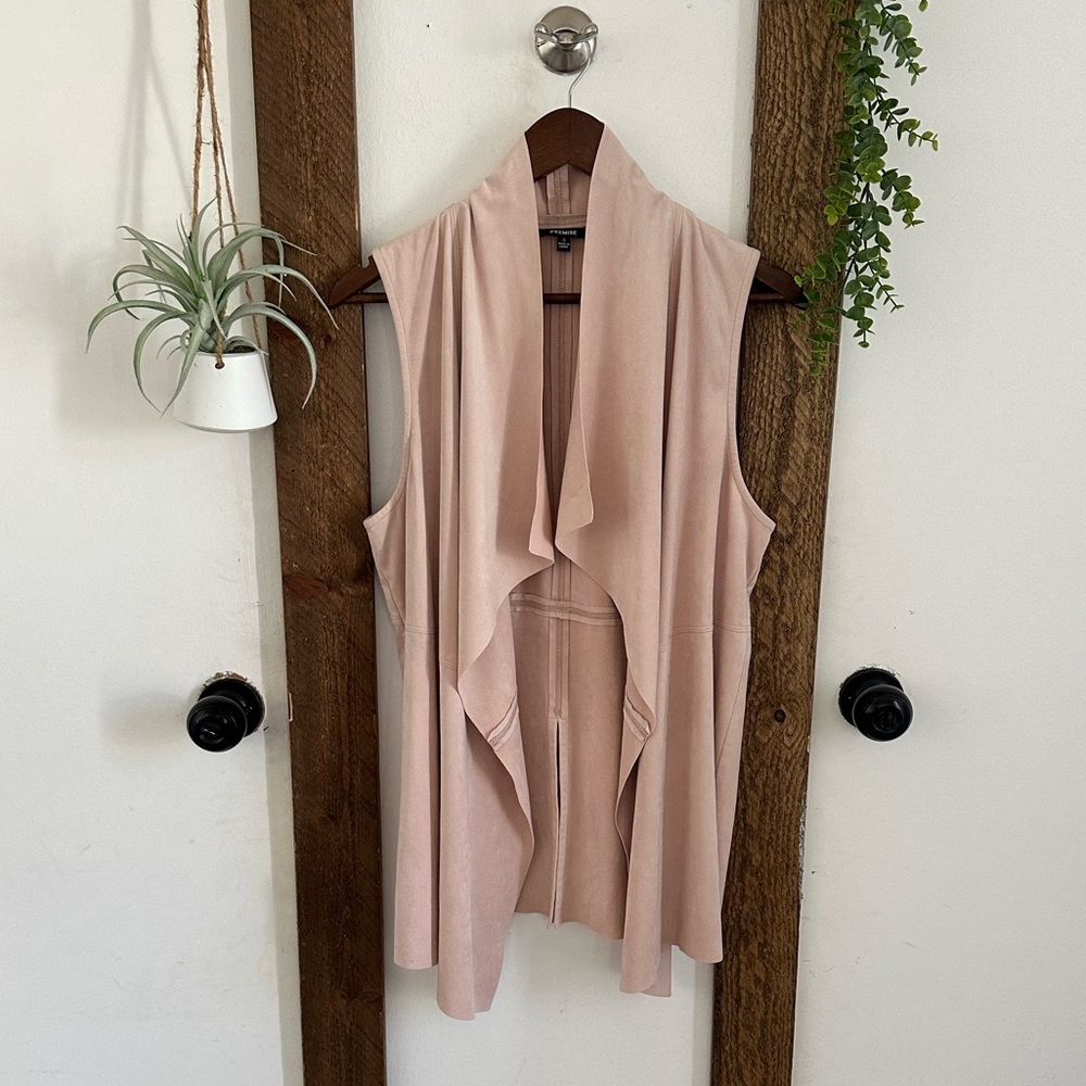 New Premise Women’s Faux Leather Suede Dusty Pink Vest Jacket Size Small - Picture 6 of 16